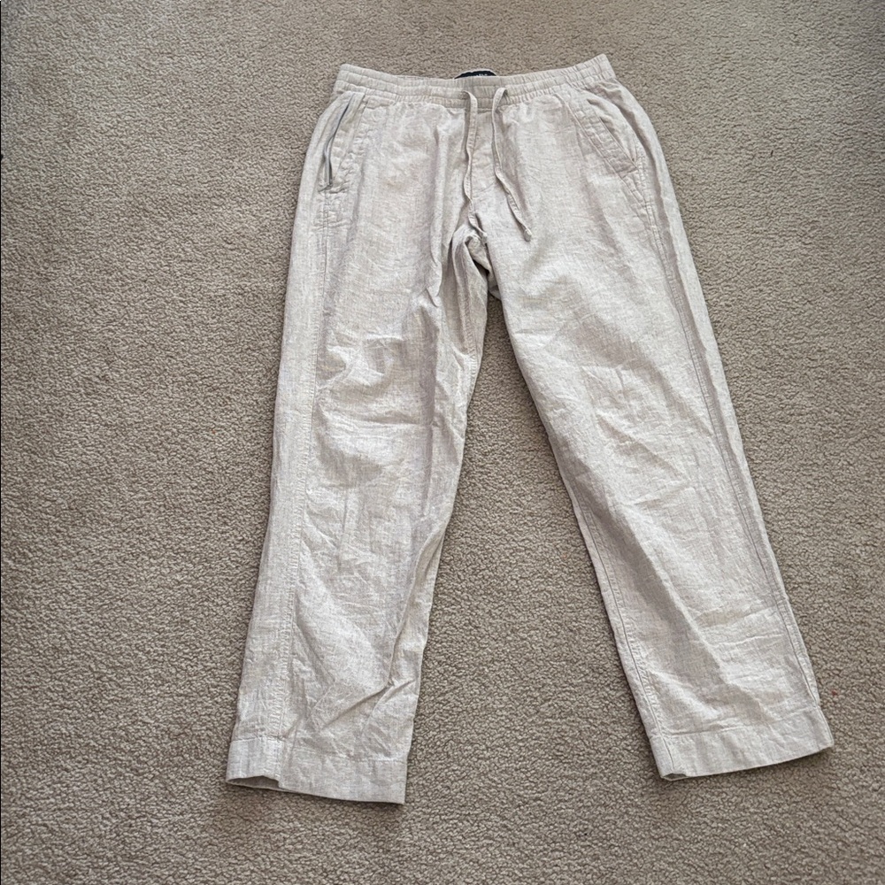 Abercrombie & Fitch Loose Light Tan Drawstring Linen blend Pants size small